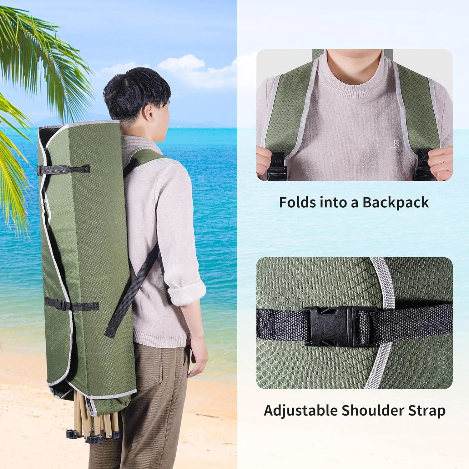Amazing for less Folding Chair – Portable Outdoor Camping & Beach Chair (Black (Shade), (1-Pack))