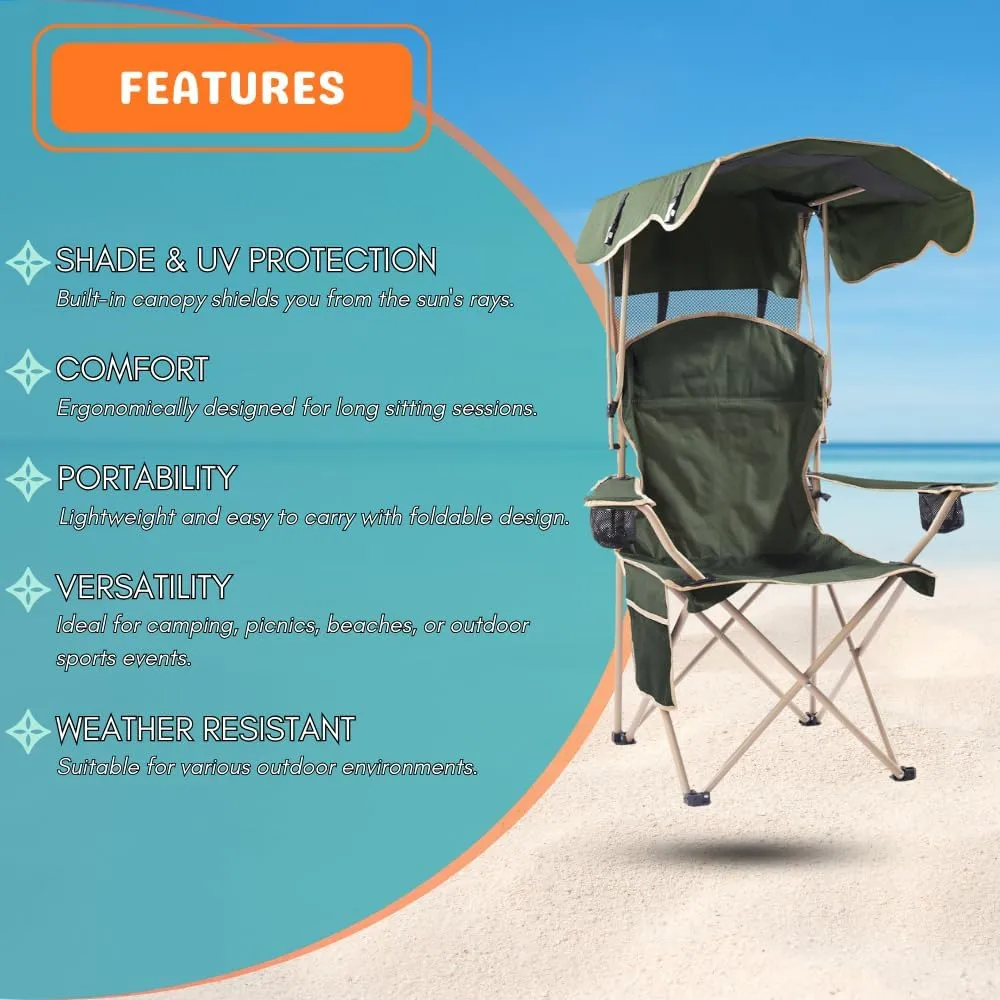 Amazing for less Folding Chair – Portable Outdoor Camping & Beach Chair (Black (Shade), (1-Pack))