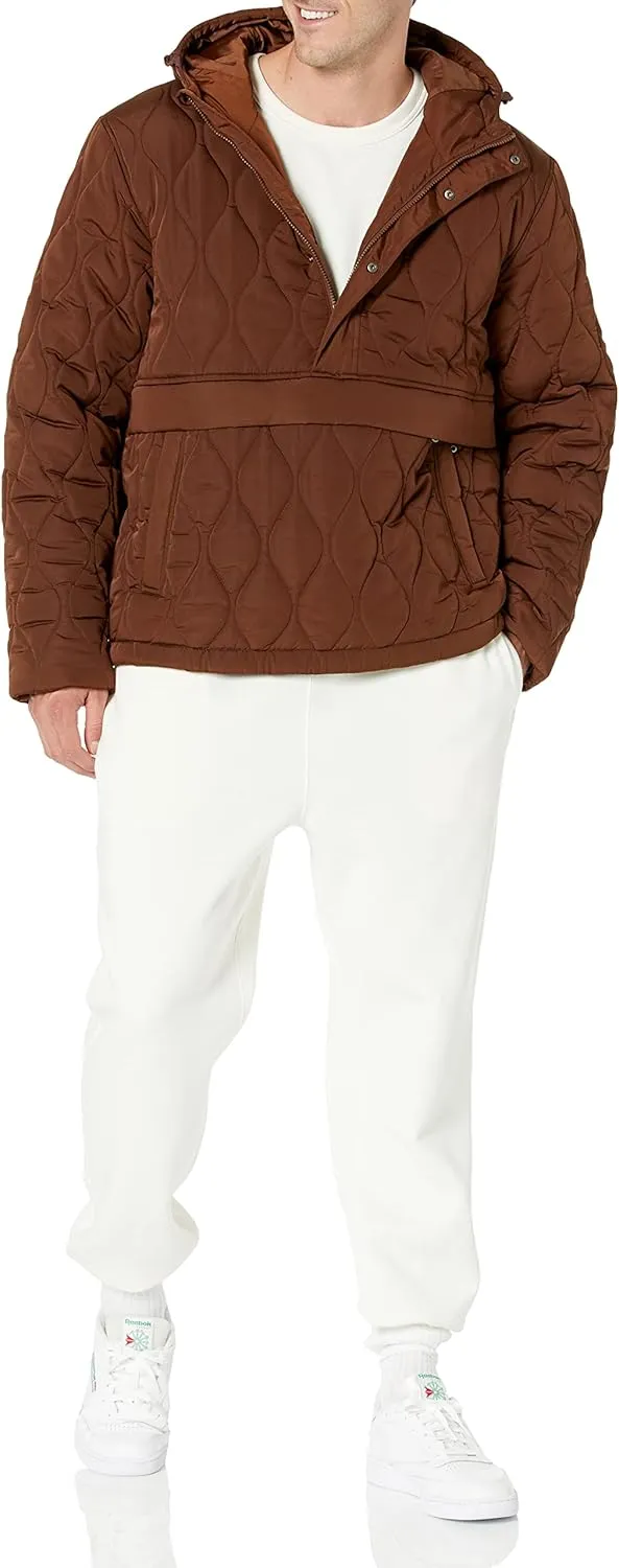 Amazon Essentials Men's Anorak Hooded Quarter-Zip Puffer Coat