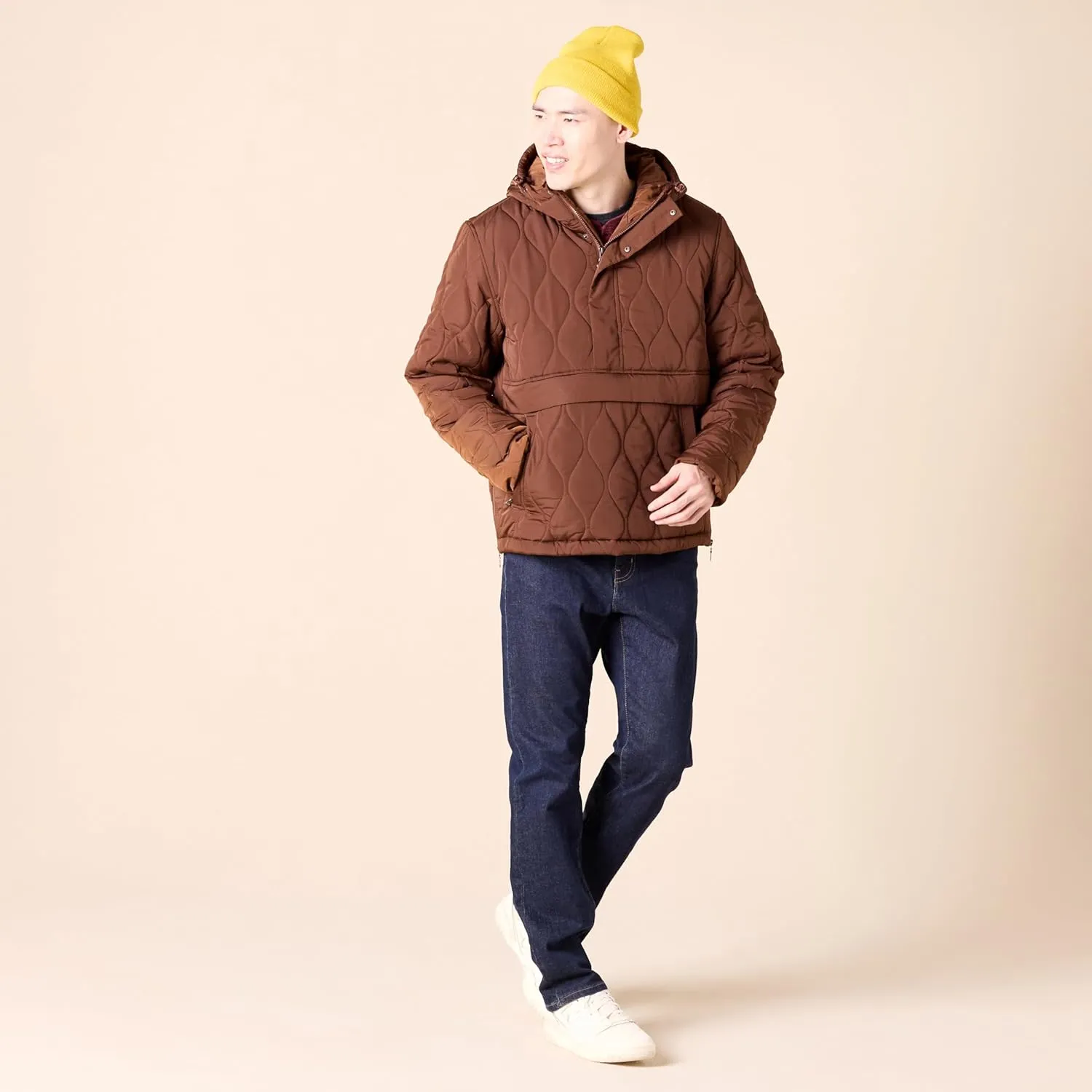 Amazon Essentials Men's Anorak Hooded Quarter-Zip Puffer Coat