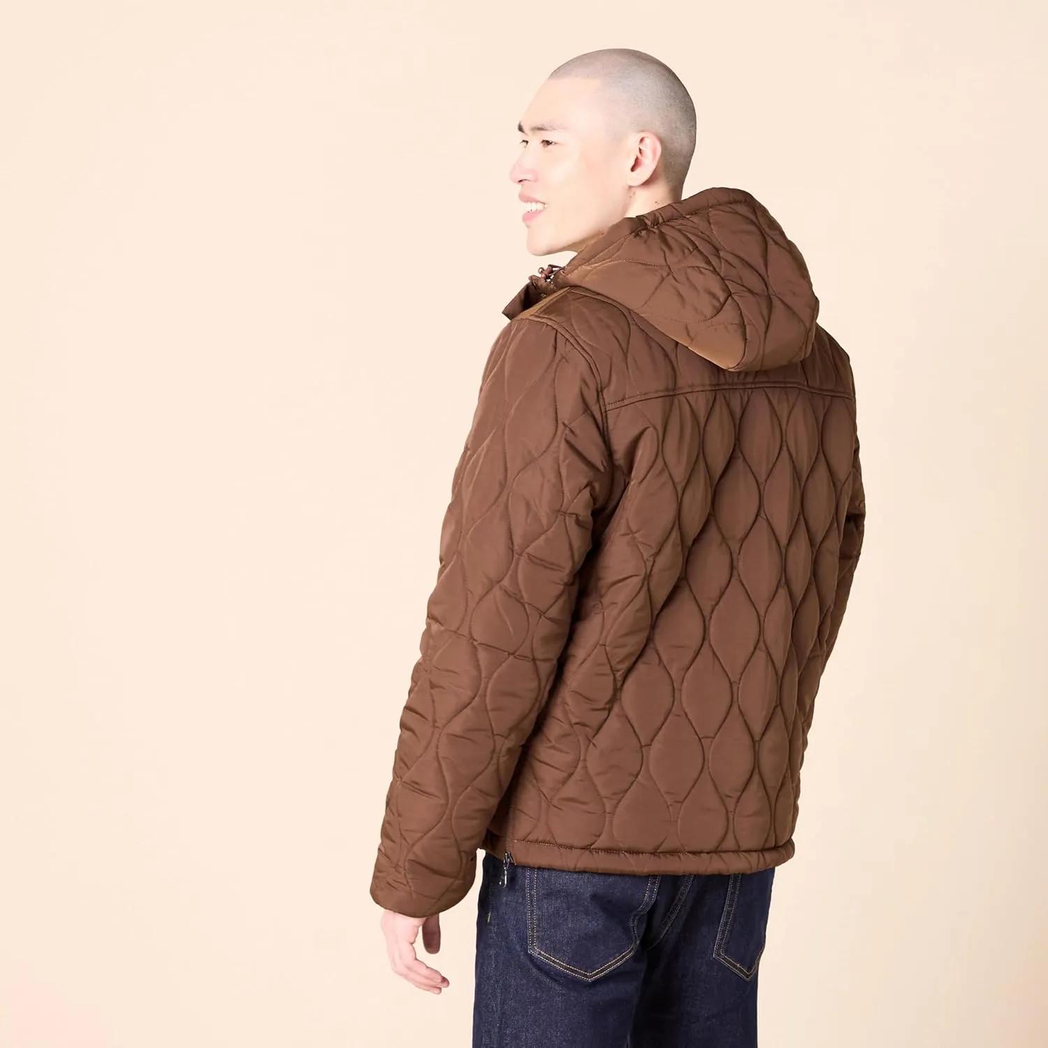 Amazon Essentials Men's Anorak Hooded Quarter-Zip Puffer Coat