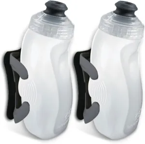 Amphipod RunLite Xtech Hydration System, Dual 10.5 oz Hydraform Water Bottles for Running, Marathons & Endurance Training (Jett-Lock Cap) - Clear/Charcoal - 2 x 10.5 oz