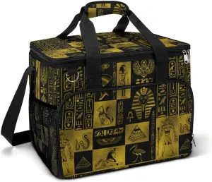 Ancient Egyptian Ankh Eye of Horus Hieroglyphs Cooler Bag, Collapsible Soft Sided Cooler, Large Leakproof Camping Cooler, Portable Travel Cooler for Camping, Road Trips