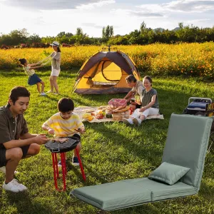 and Comfortable Foldable Portable Chair for Outdoor Activities, Adjustable Recliner, Lightweight Carry Bag, Light Green