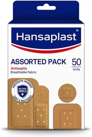 Antiseptic Plasters | Various Shapes & Sizes Bandage | Pack of 50 Units | First Aid kit | Breathable Fabric | Home Essential Kit | Antiseptic Wound Pad