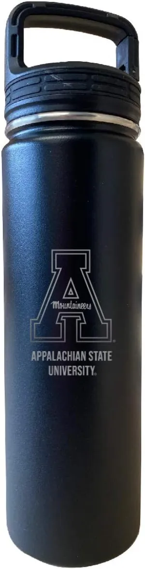 Appalachian State 32 Oz Engraved Black Insulated Double Wall Stainless Steel Water Bottle Tumbler Officially Licensed Collegiate Product