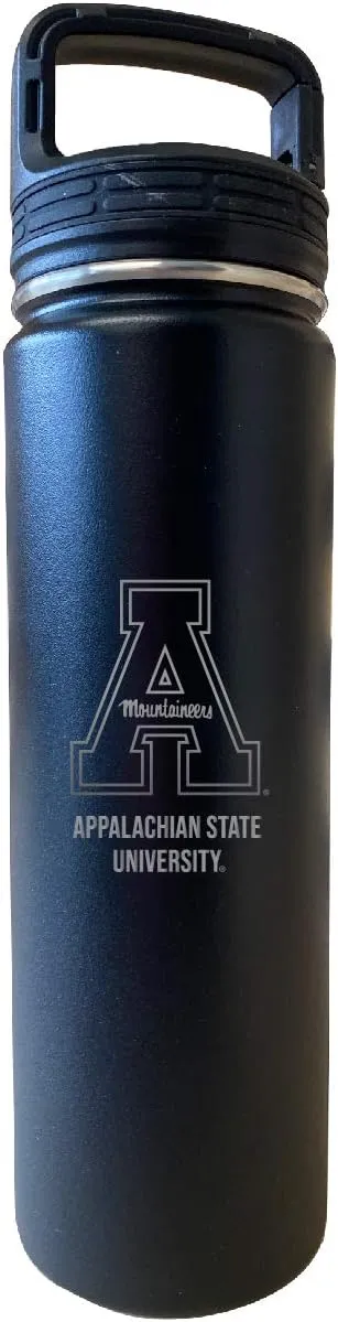 Appalachian State 32 Oz Engraved Black Insulated Double Wall Stainless Steel Water Bottle Tumbler Officially Licensed Collegiate Product