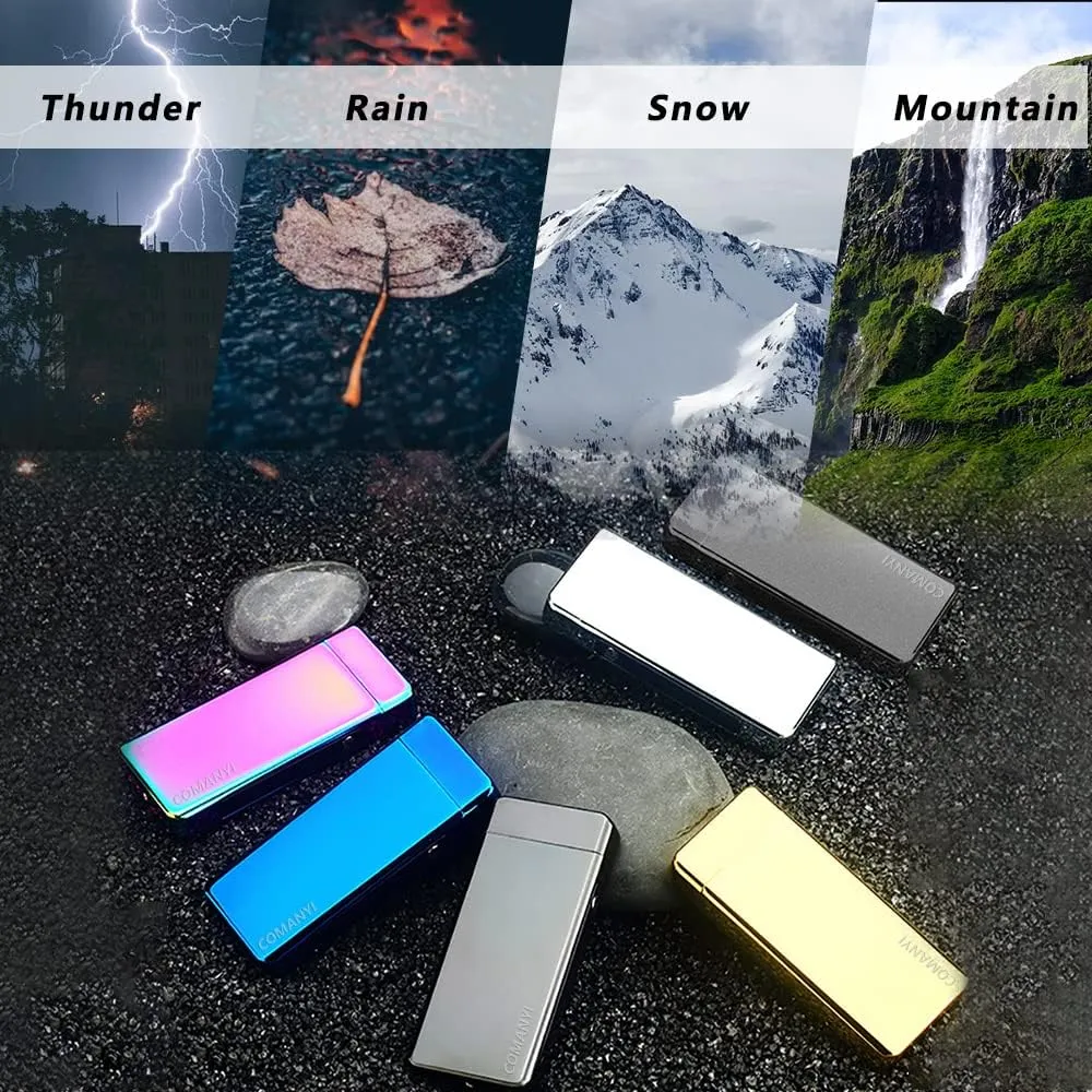 Arc Lighter Rechargeable Electric Lighter Plasma USB Lighter High Power Torch Electronic Lighter Cool Windproof Candle Lighter with Battery Indicator for Candles, Fireworks, Incense (Sliver)