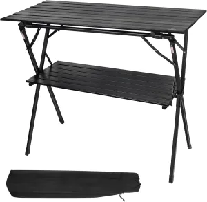 AREFFA Double-Layer Folding Table for Outdoor Cooking - Lightweight Aluminum Portable Table with Carry Bag, Ideal for BBQ, Camping & Picnic