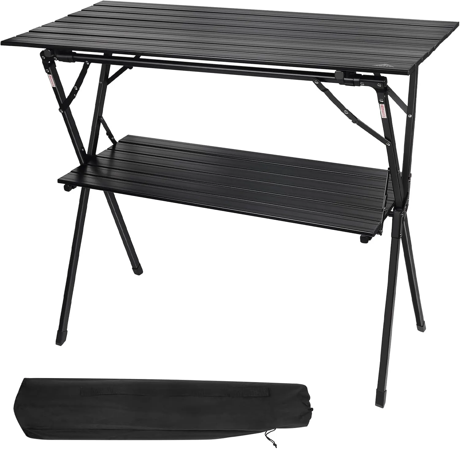 AREFFA Double-Layer Folding Table for Outdoor Cooking - Lightweight Aluminum Portable Table with Carry Bag, Ideal for BBQ, Camping & Picnic