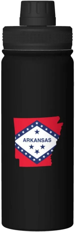 Arkansas Terrain Map Water Bottle 18OZ Stainless Steel Insulated Water Bottles With Spout Lid Sports Keep Cold and Hot Water Bottle For Biking Hiking