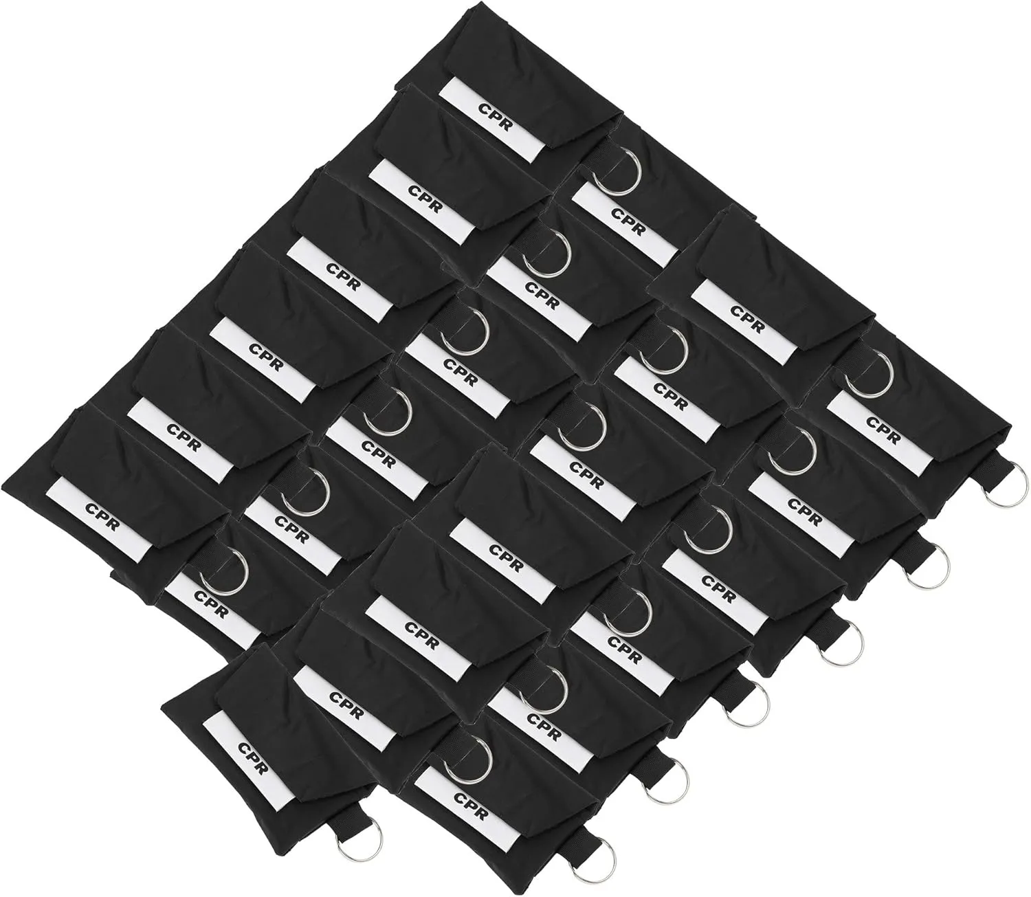 ASA TECHMED 25 Pack CPR Face Mask Key Chain Kit with Gloves | One Way Valve Face Shield Mask First Aid Kit, for Travel, Home, Office, Boat, Car, EMS, Firefighters, Nurses, First Responders (Black)