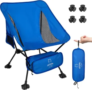 ATEPA Backpacking Chair, Ultralight Folding Portable Small Camping Chairs for Adults Compact Foldable Beach Seat with Anti-Sinking Feet & Aluminum Frame for Outdoor Hiking Travel Fishing