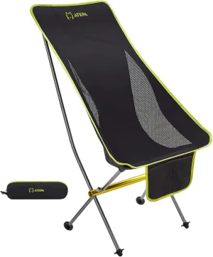 ATEPA Backpacking Chair, Ultralight Folding Portable Small Camping Chairs for Adults Compact Foldable Beach Seat with Anti-Sinking Feet & Aluminum Frame for Outdoor Hiking Travel Fishing