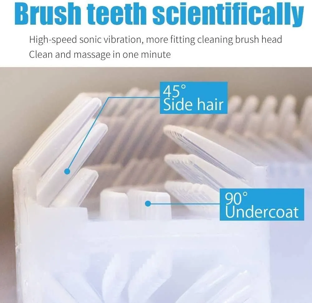 Automatic Ultrasonic Toothbrush, 360° Sonic Toothbrush Waterproof, Rechargeable Portable Electric Ultrasonic Toothbrush, Teeth whitening Brush for Travel and Household (White)