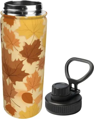 Autumn Maple Leaves 18 oz Stainless Steel Water Bottles Insulated Sports Water Bottle with Spout Lid, Thanksgiving Double Wall Travel Water Flask for Running Hiking Fishing
