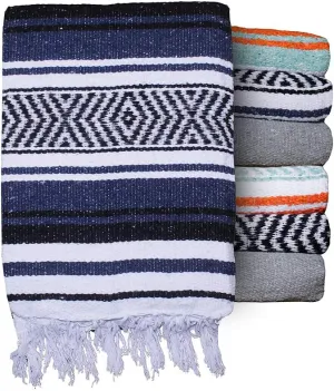 $averPak BodyForge Authentic Mexican Falsa Yoga Blanket (Blue/Black/White)
