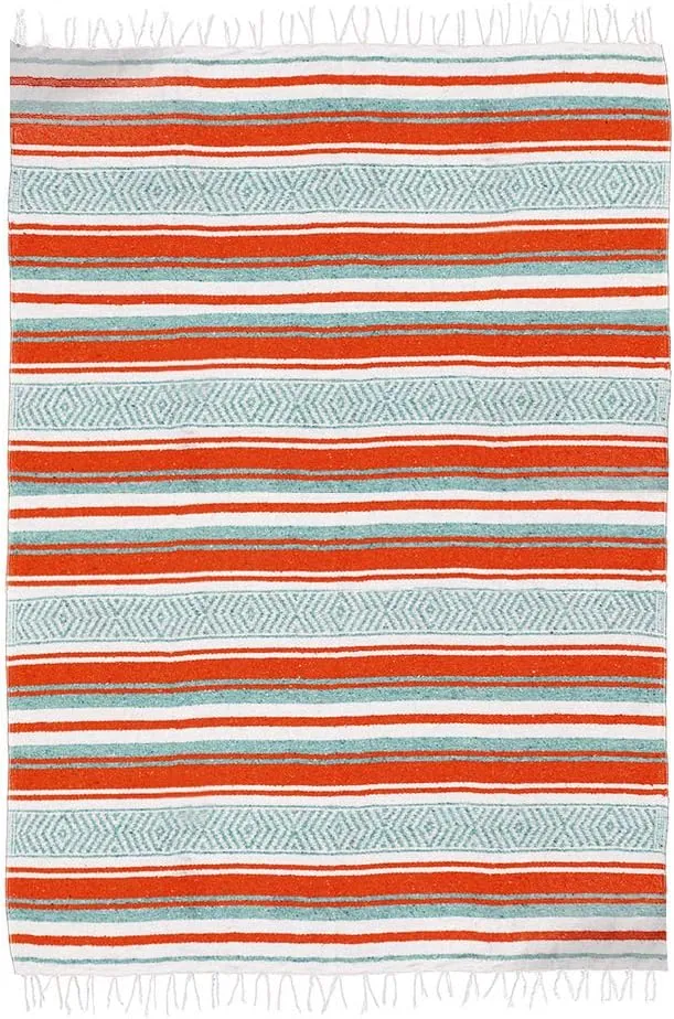 $averPak BodyForge Authentic Mexican Falsa Yoga Blanket (Orange/Teal/White)