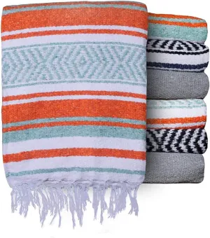 $averPak BodyForge Authentic Mexican Falsa Yoga Blanket (Orange/Teal/White)