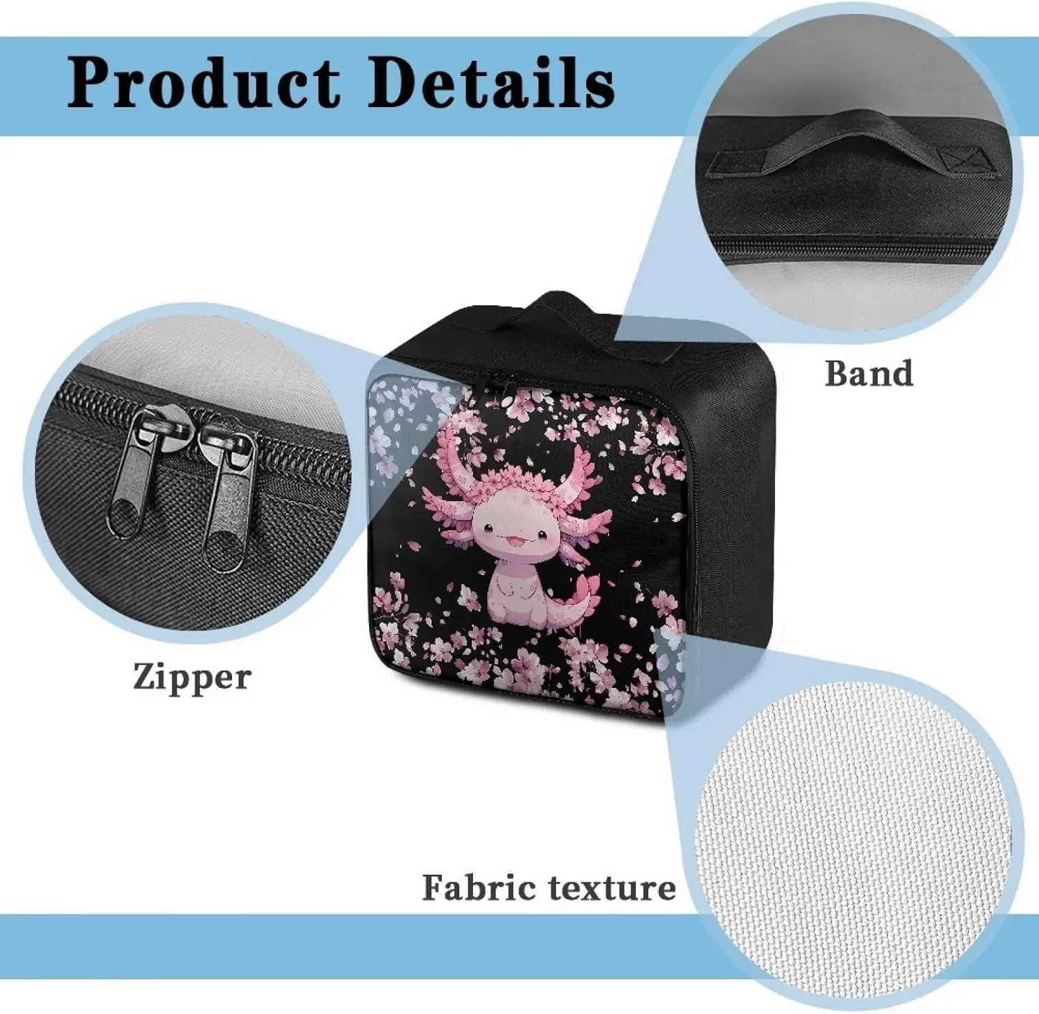 Axolotl First Aid Bag Empty Cute Travel Medicine Bag Cherry Blossoms First Aid Pouches Empty Medium Medical Storage Bag for Camping Hiking Home Travel