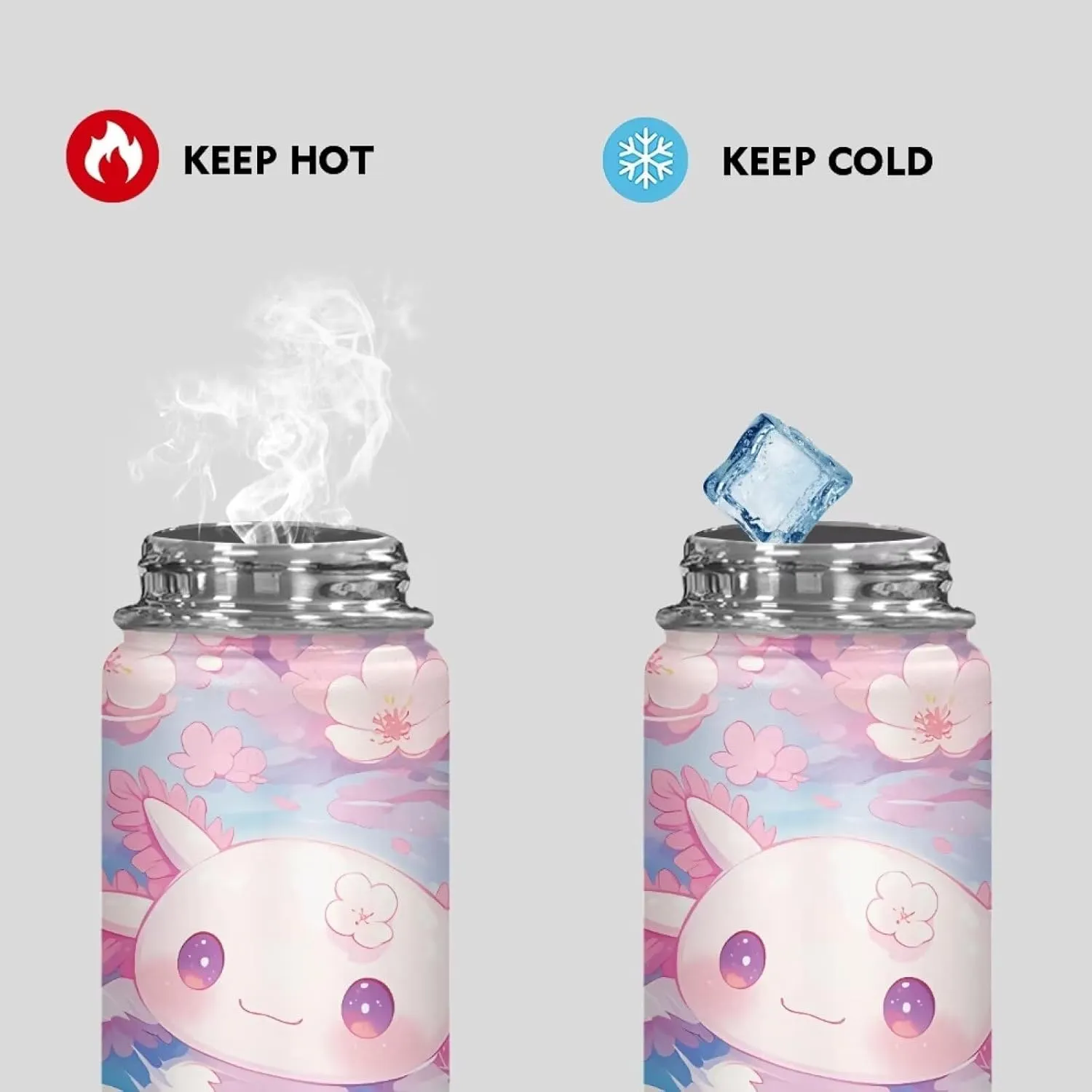 Axolotl Stainless Steel Sports Automotive Travel Wide Mouth Bottle for Coffee Hot Drink and Cold Drink Water Vacuum Flask for Office School Home