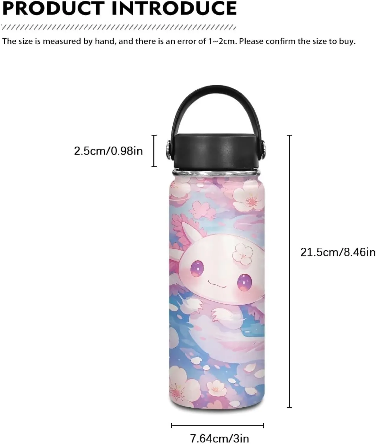 Axolotl Stainless Steel Sports Automotive Travel Wide Mouth Bottle for Coffee Hot Drink and Cold Drink Water Vacuum Flask for Office School Home