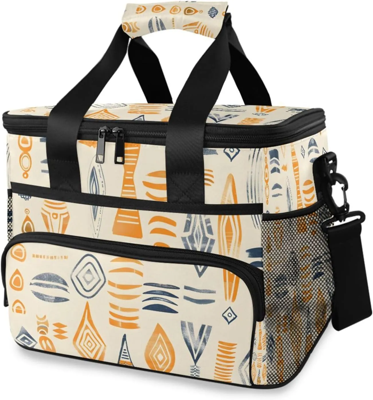 Aztec Tribal Geometric Pattern Cooler Bag Insulated Cooler Soft Sided Cooler 24 Can Portable Picnic Bag Large Leakproof Lunch Bag Box for Beach Grocery Camping Travel Car Men Women