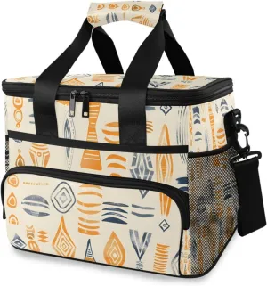 Aztec Tribal Geometric Pattern Cooler Bag Insulated Cooler Soft Sided Cooler 24 Can Portable Picnic Bag Large Leakproof Lunch Bag Box for Beach Grocery Camping Travel Car Men Women