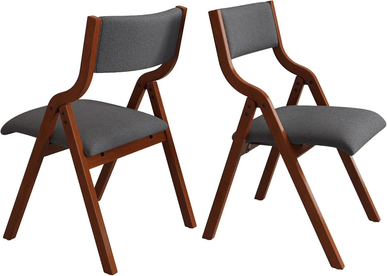 Ball & Cast Foldable Chair with Padded Seat,Wooden Portable Folding Dining Chair W/Ergonomically Designed Back and Cushion,Easy Carry,No Assembly Required,for Kitchen,Set of 2,Grey Cherry