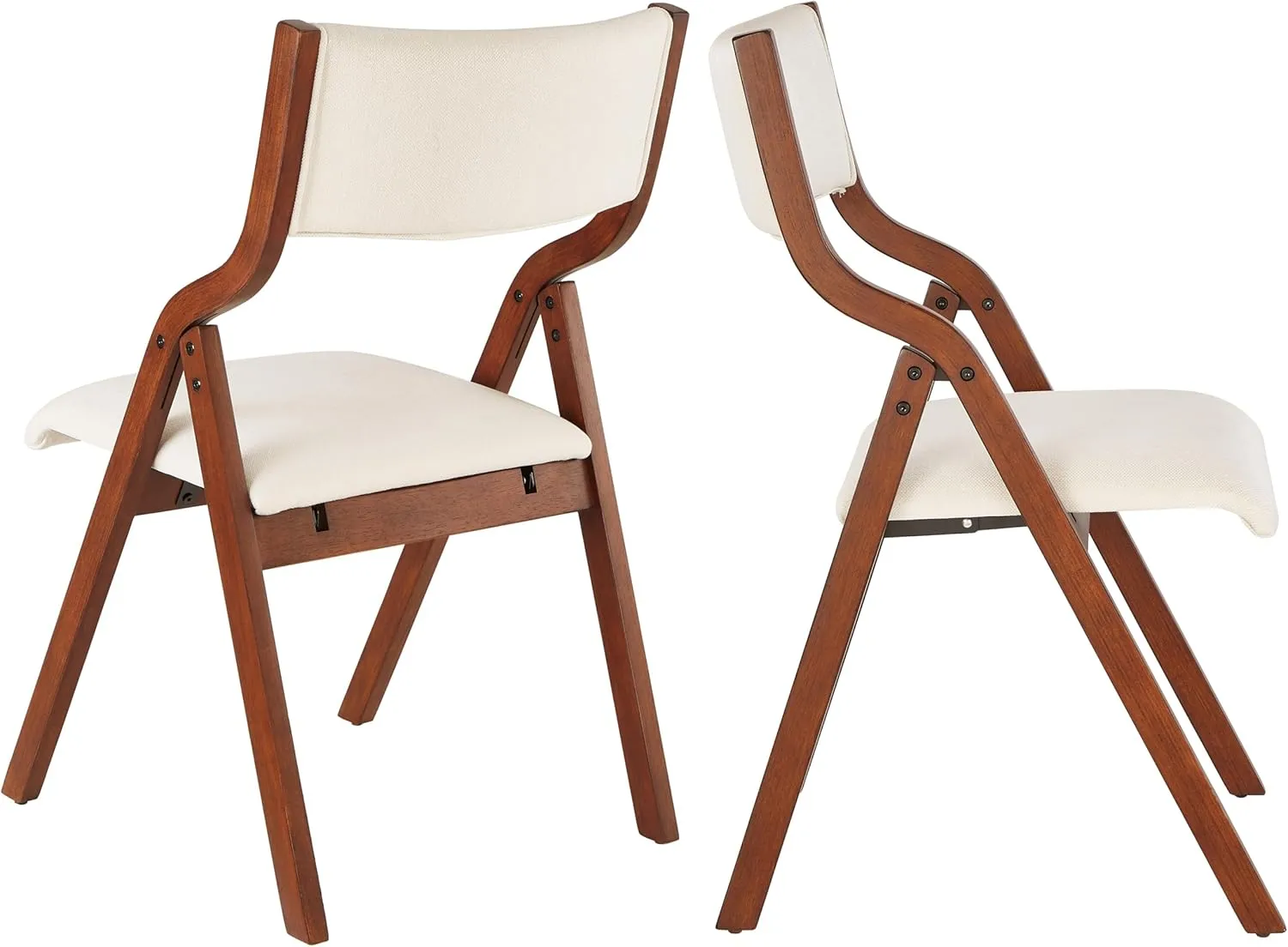 Ball & Cast Kitchen Folding Chairs with Padded Seats Foldable chairs Set of 2, 18" Seat Height, Cream White