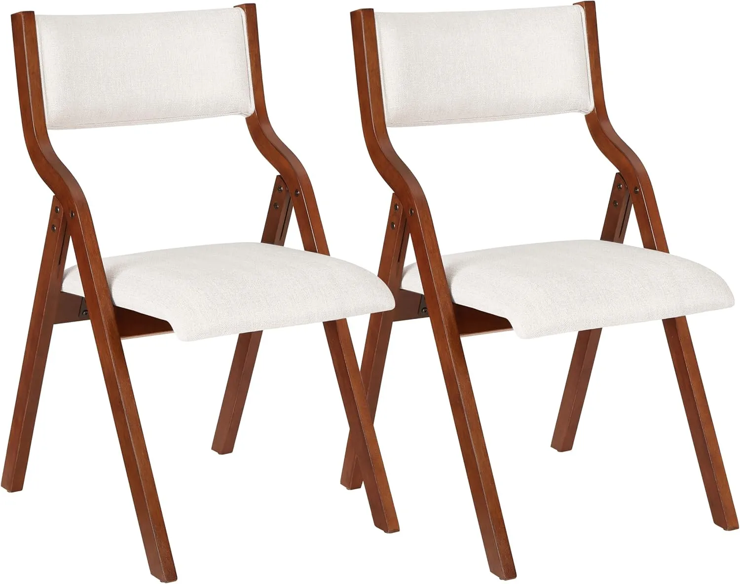Ball & Cast Kitchen Folding Chairs with Padded Seats Foldable chairs Set of 2, 18" Seat Height, Cream White