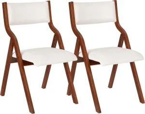 Ball & Cast Kitchen Folding Chairs with Padded Seats Foldable chairs Set of 2, 18" Seat Height, Cream White