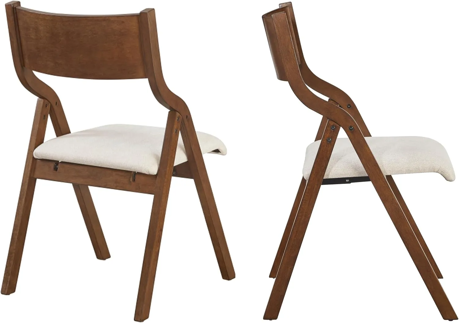 Ball & Cast Modern Folding Chairs Upholstered Kitchen Dining Chair Seating Set of 2, Walnut