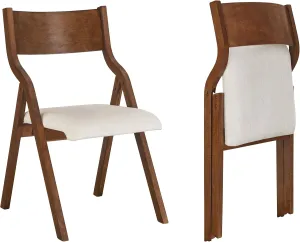 Ball & Cast Modern Folding Chairs Upholstered Kitchen Dining Chair Seating Set of 2, Walnut