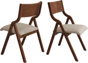Ball & Cast Padded Folding Chairs 2 Pack,Solid Wood Frame,18" Seat Height,Space Saving,Easy to CarrySuitable for Dining Room, Bedroom and Outdoor