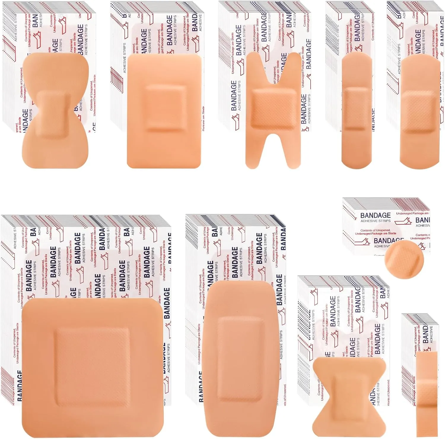Bandages Variety Pack - 400 Pcs Assorted Bandages Bulk, Large Adhesive Fingertip Bandage, Waterproof Bandage Breathable for First Aid and Protect Wounds (10 Styles)