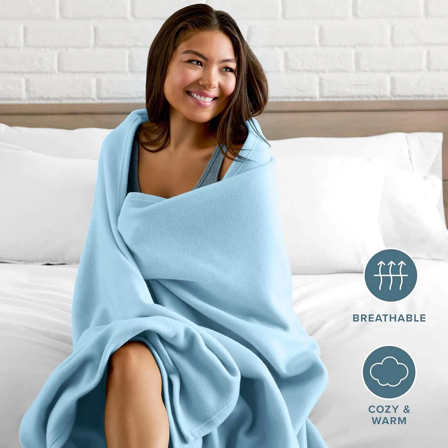 Bare Home Lightweight Polar Fleece Blanket Light Blue Twin/Twin XL