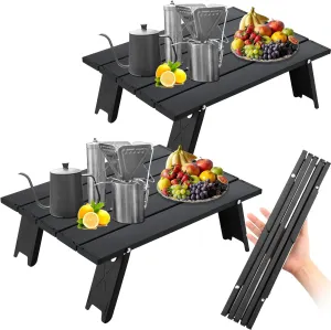 Barydat 2 Pack Small Folding Beach Table Aluminum Portable Camping Table Lightweight Roll up Tent Table for Sand Outdoor Compact Picnic Low Table with Carry Bag for Outdoor Picnic Tent Travel Beach