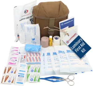 Basic First Aid Kit - Compact MOLLE Compatible Emergency Kit for Outdoor & Everyday Use - Essential Supplies for Camping, Hiking & Home - Single Pocket with Secure Buckle - Coyote Tan