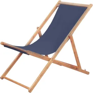 Beach Chair Padded Folding chairsFolding Beach Chair Fabric and Wooden Frame BlueSuitable for Garden Patio Living Room