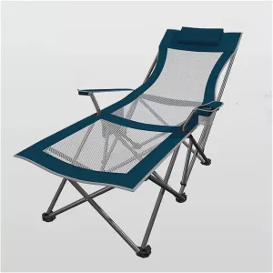 Beach Recliner Chair, Reclining Beach Chair, 145 Degree Recliner Chair, Portable Folding Camping Chair With Padded Comfortable Pillow For Camping/Lawn/Outdoor/Travel/Picnic, Beach Camping Bed ( Color
