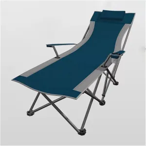 Beach Recliner Chair, Reclining Beach Chair, 145 Degree Recliner Chair, Portable Folding Camping Chair With Padded Comfortable Pillow For Camping/Lawn/Outdoor/Travel/Picnic, Beach Camping Bed ( Color