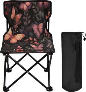 Beautiful Butterfly Portable Outdoor Folding Chair Anti-Slip Padded Oxford Cloth Stool Camping Chair Small for Beach Hiking Fishing Gardening Quad Camp Chair
