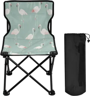 Beautiful Flamingo Portable Outdoor Folding Chair Anti-Slip Padded Oxford Cloth Stool Camping Chair Small for Beach Hiking Fishing Gardening Quad Camp Chair
