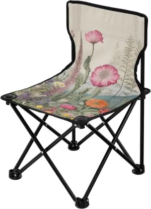 Beautiful Flora (3) Portable Outdoor Folding Chair Anti-Slip Padded Oxford Cloth Stool Camping Chair Small for Beach Hiking Fishing Gardening Quad Camp Chair