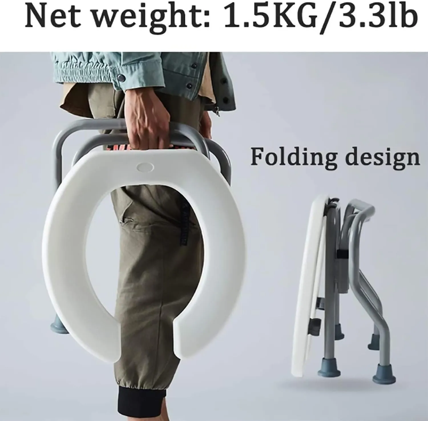 Bedside commodes, portable folding stainless bedroom potty seat plastic bag non-slip perfect lightweight toilet seat for camping(A), XX999