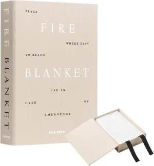 Beige Fire Blanket for Home – Minimaslitc Emergency Safety Cover in Stylish Discreet Book-Style Storage Box
