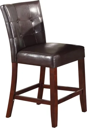 Benjara Benzara Leather Counter Height Chair, Set of Two, Brown,