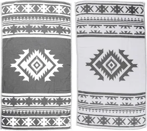 Bersuse 100% Cotton Cozumel Turkish Towel Beach Towel Bath Towel Dual Layer Peshtemal Beach Blanket Beach Essentials - 39x71 Inches, Silver Grey