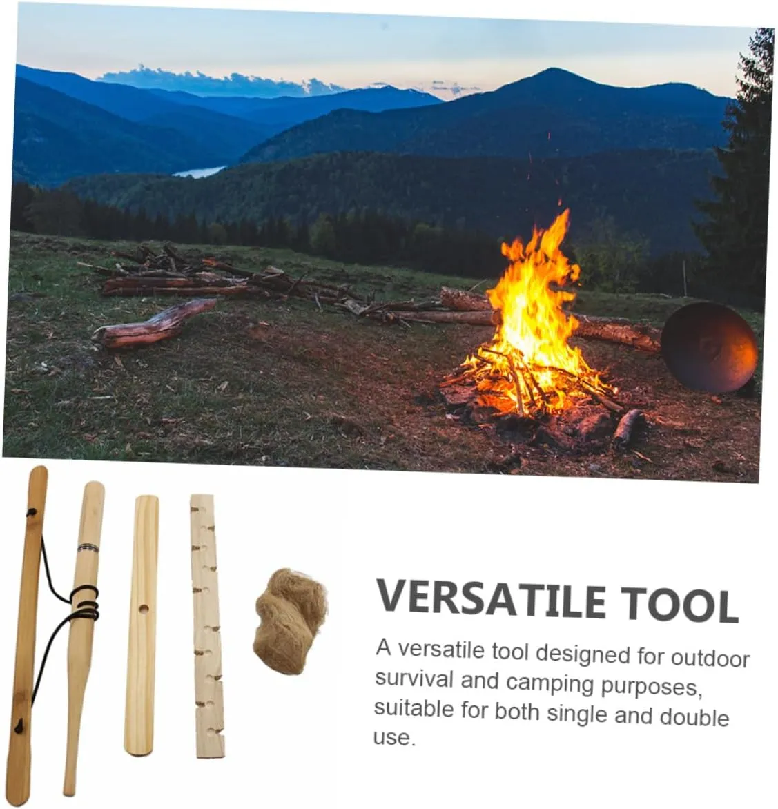 BESPORTBLE Camping Outdoor Fire Making Tool Bow Drill Kit Fire Starter for Campfires Emergency Kit Fire